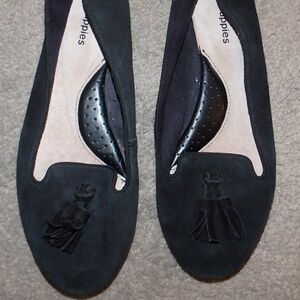 Black suede flats Hush Puppies